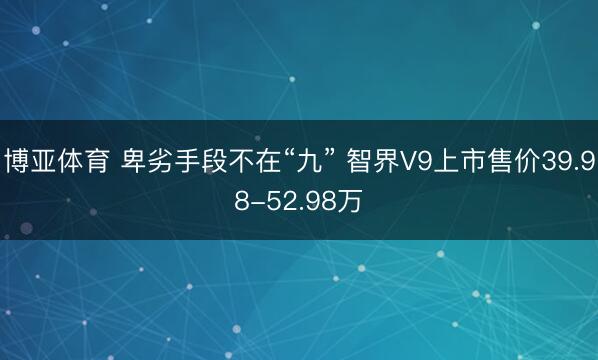 博亚体育 卑劣手段不在“九” 智界V9上市售价39.98-52.98万