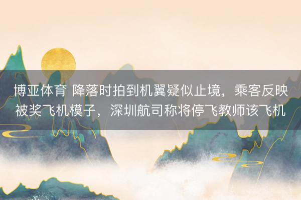 博亚体育 降落时拍到机翼疑似止境，乘客反映被奖飞机模子，深圳航司称将停飞教师该飞机