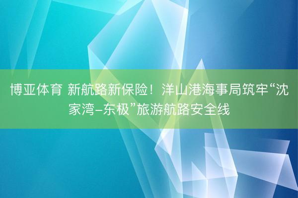 博亚体育 新航路新保险！洋山港海事局筑牢“沈家湾-东极”旅游航路安全线