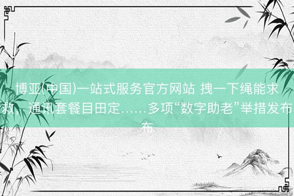 博亚(中国)一站式服务官方网站 拽一下绳能求救,通讯套餐目田定……多项“数字助老”举措发布