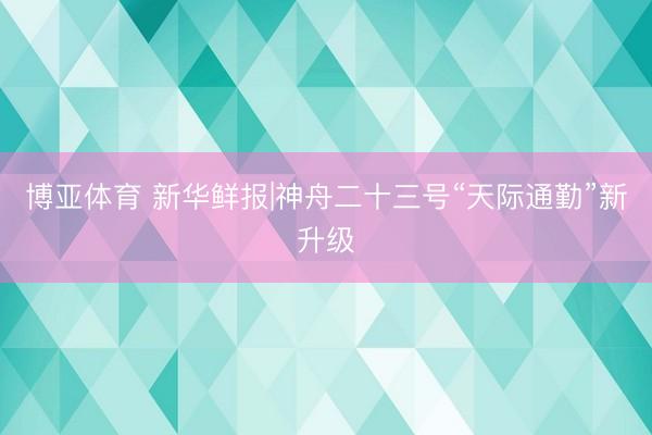 博亚体育 新华鲜报|神舟二十三号“天际通勤”新升级