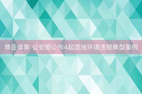 博亚体育 公安部公布4起混浊环境违规典型案例